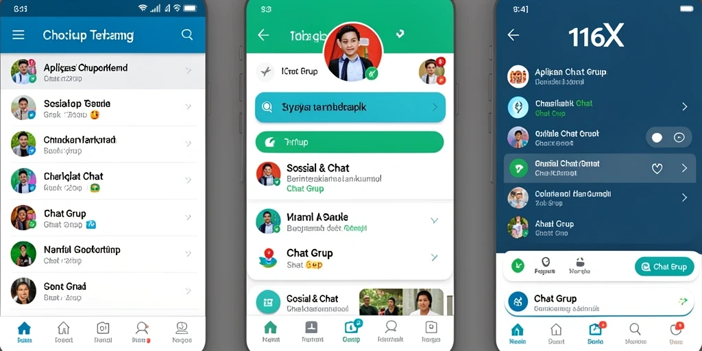 Tampilan antarmuka aplikasi 116X dengan fitur Chat Grup yang menarik