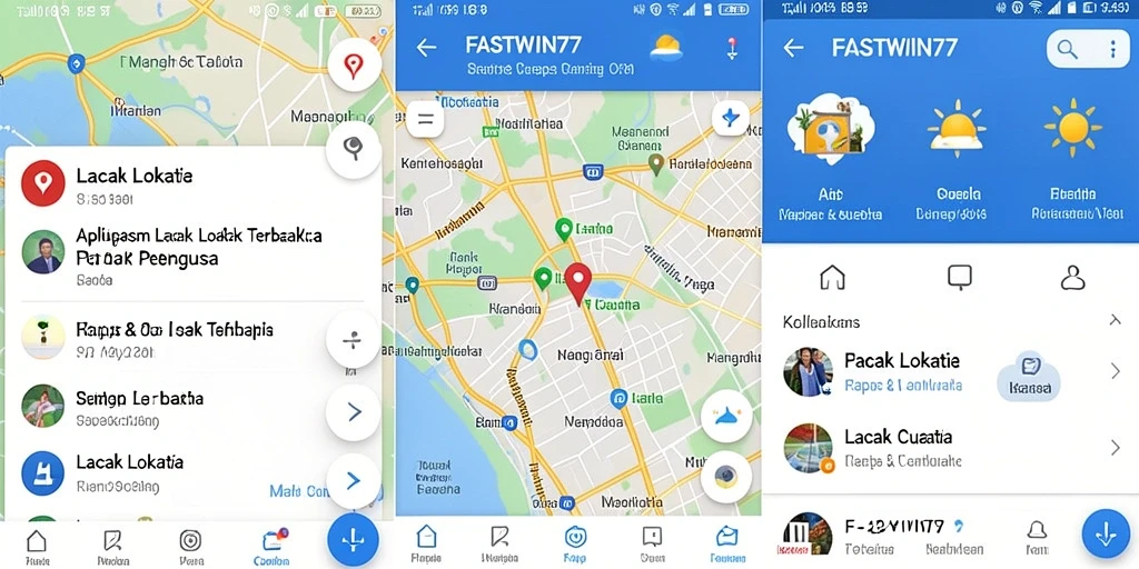 Antarmuka aplikasi FASTWIN77 menampilkan fungsi Lacak Lokasi secara jelas.