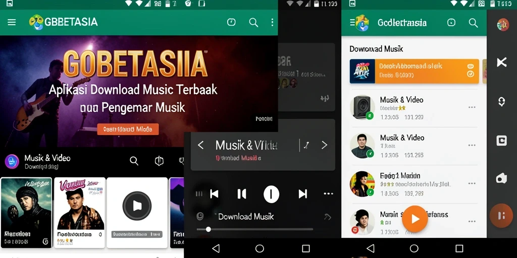 Antarmuka GOBETASIA yang sederhana dan elegan untuk Download Musik.