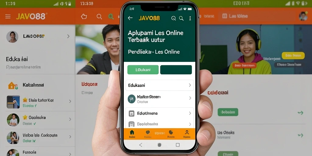 Tampilan antarmuka aplikasi Les Online JAVO88 yang interaktif dan mudah digunakan.