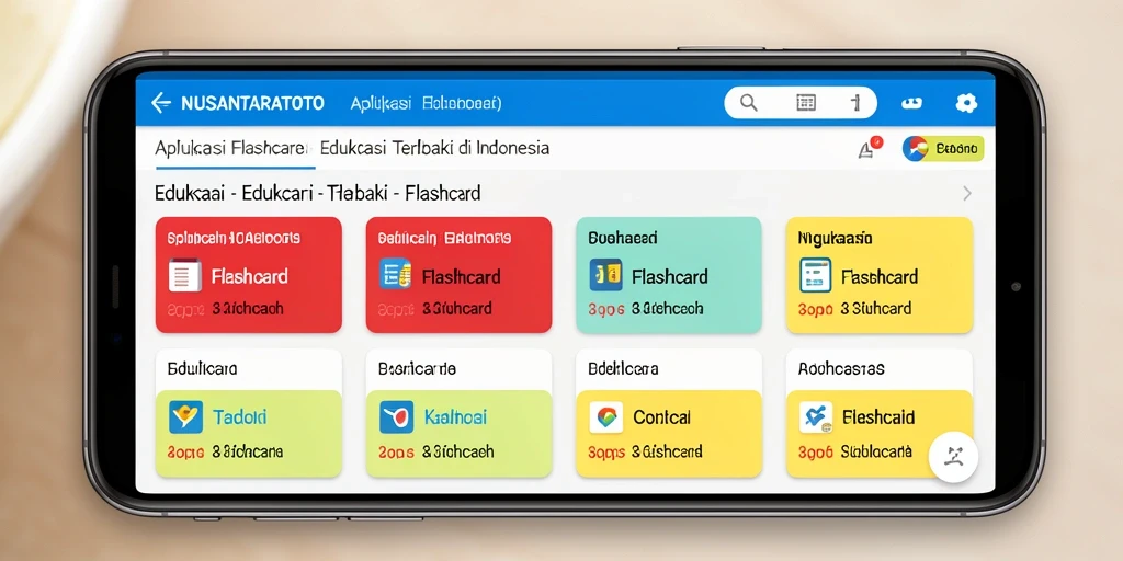 Antarmuka aplikasi NUSANTARATOTO yang menampilkan flashcard untuk pembelajaran.
