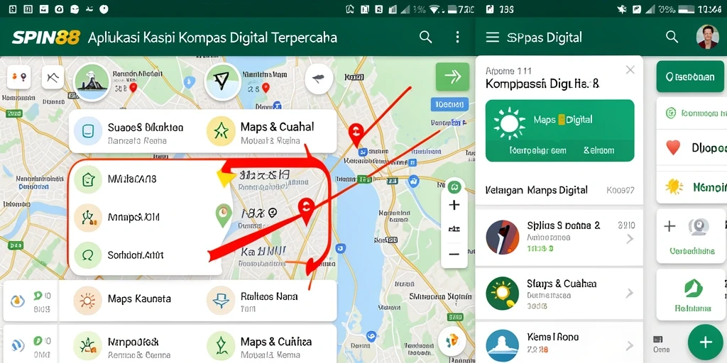 Tampilan antarmuka aplikasi Kompas Digital SPIN88 yang modern dan informatif.