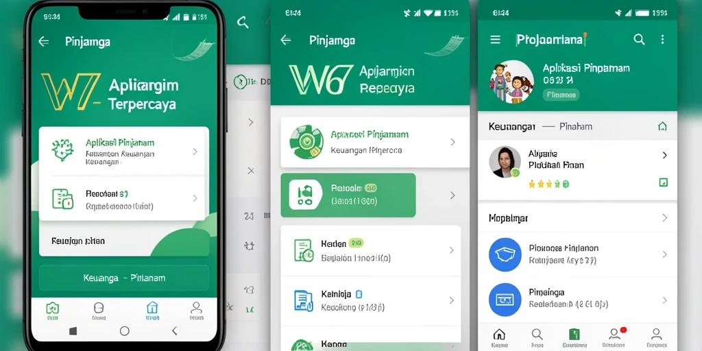 Tampilan utama aplikasi W67 dengan fitur pinjaman yang mudah diakses.